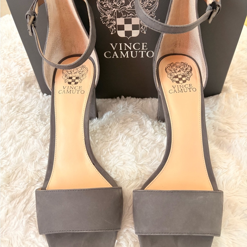Vince Camuto Gray Heeled Sandals with Ankle Strap